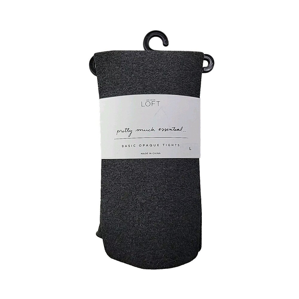 NEW Ann Taylor LOFT Pretty Much Essential Basic Opaque Tights Gray Large $14.50